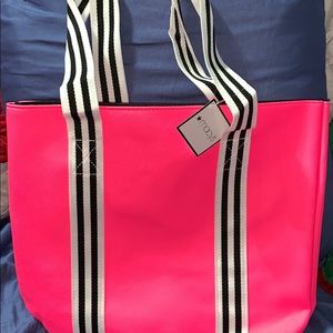Small neon pink tote bag